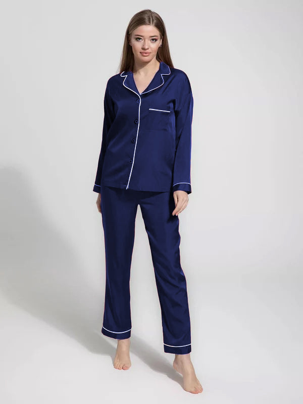 SOMNIA-Timeless Comfort PJ Set - Midnight BLUE
