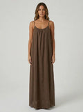 STUNNING BACKLESS MAXI DRESS - DUSTYBROWN