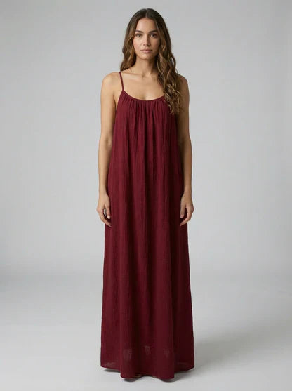 STUNNING BACKLESS MAXI DRESS - DEEP RED