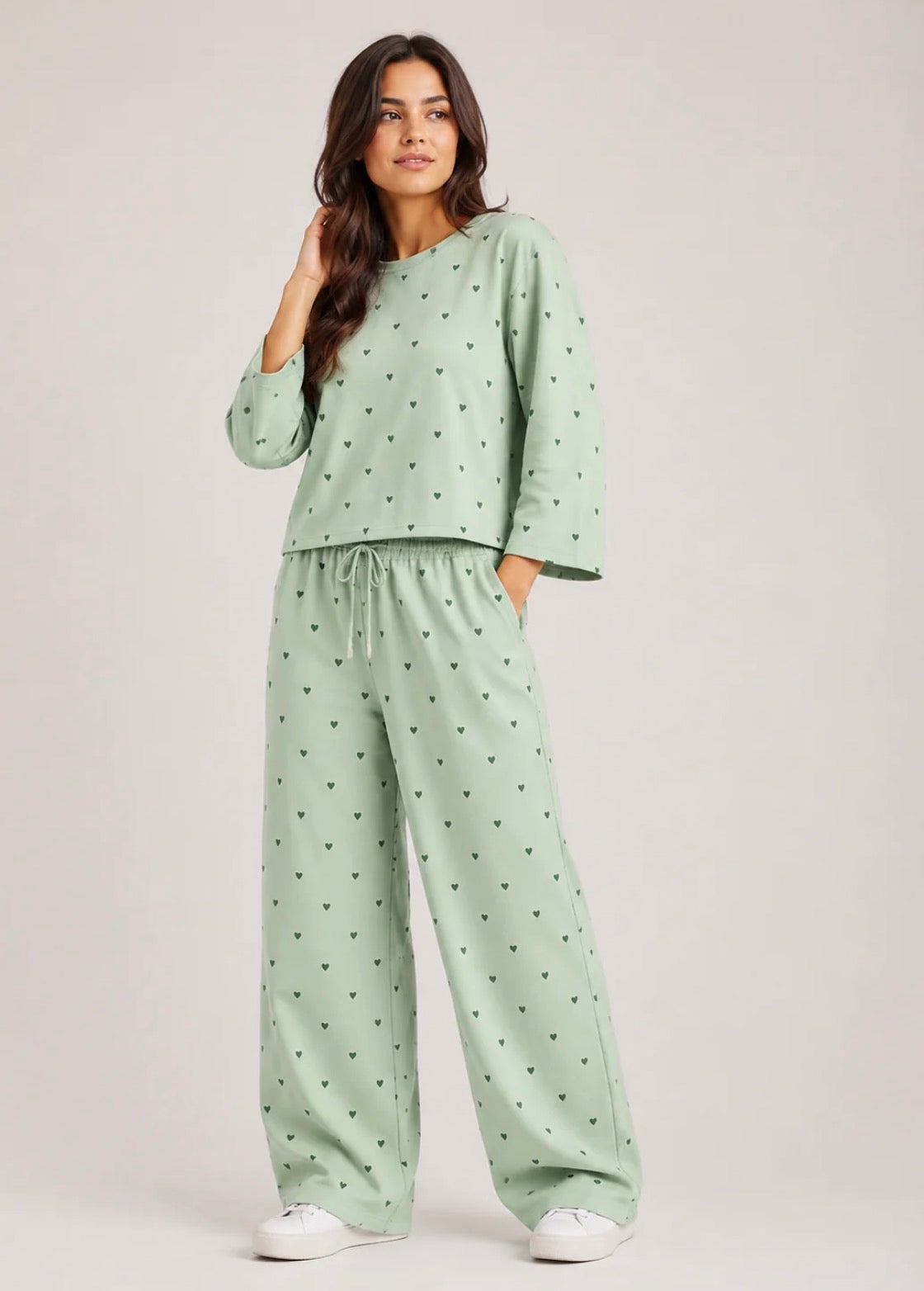 Women's Premium Barbary Fabric Sleepwear Set – Loose Trouser & Short Tee SBSPJ-05