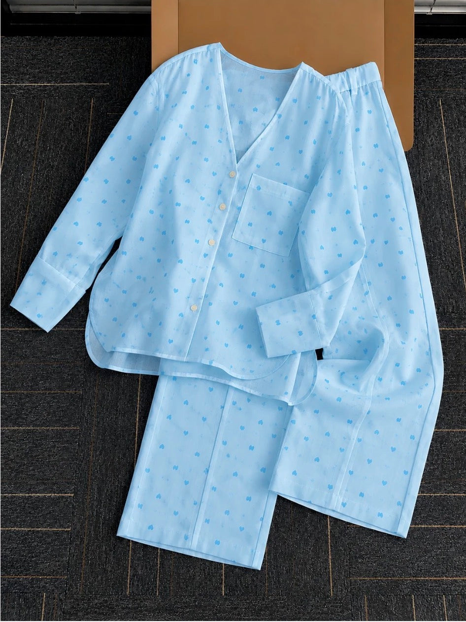 BARBARY V-NECK CO-ORD SET'S SBSVPJ-01