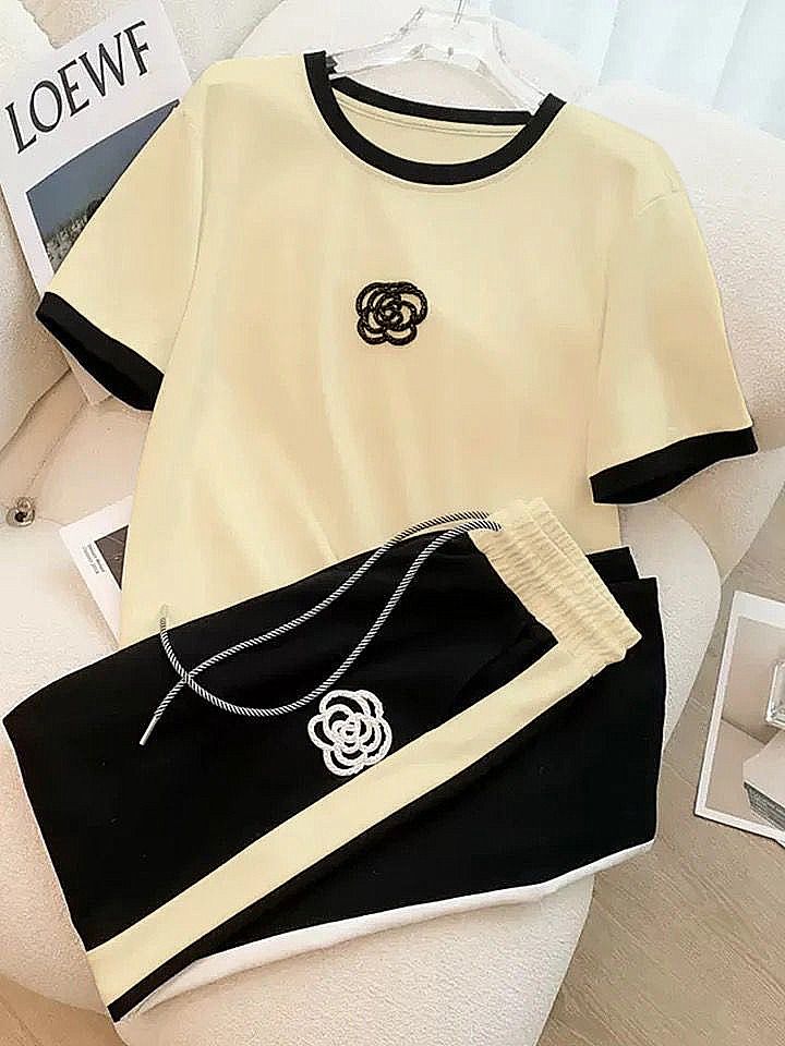 SOFT COTTON TRACKSUIT - WHITE FLOWER