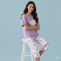 SR-FLOWER PRINTED NIGHT SUIT - LILAC