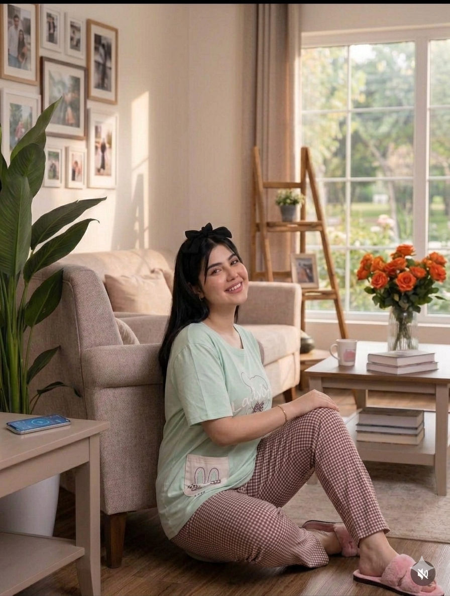BUNNY BLISS PRINTED NIGHT SUIT- MINTY