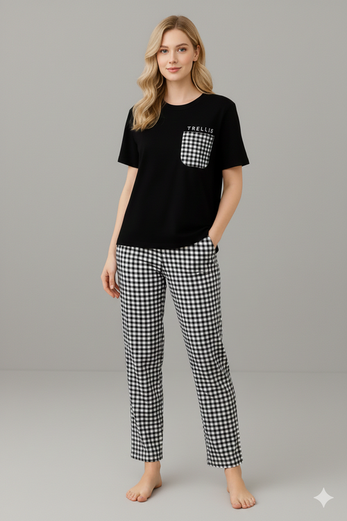 BLACK POCKET NIGHT SUIT- P8