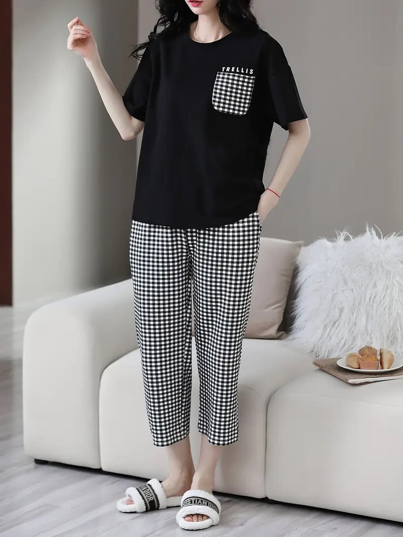 BLACK POCKET NIGHT SUIT- P8