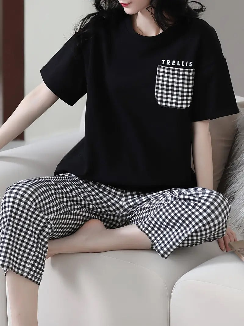BLACK POCKET NIGHT SUIT- P8