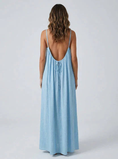 STUNNING BACKLESS MAXI DRESS - SKYBLUE