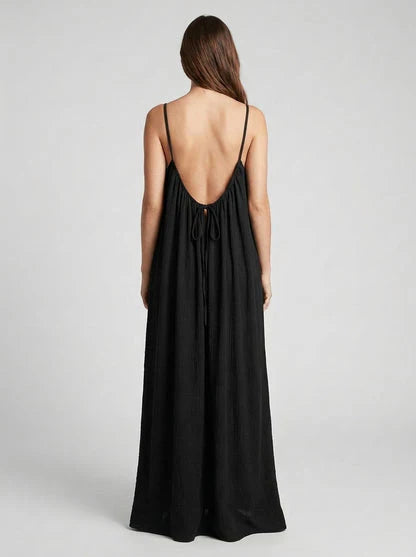 STUNNING BACKLESS MAXI DRESS - BLACK