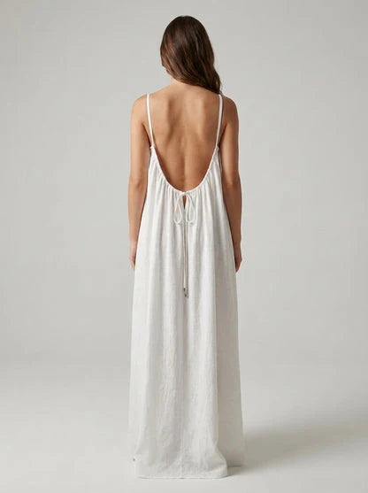 STUNNING BACKLESS MAXI DRESS - WHITE