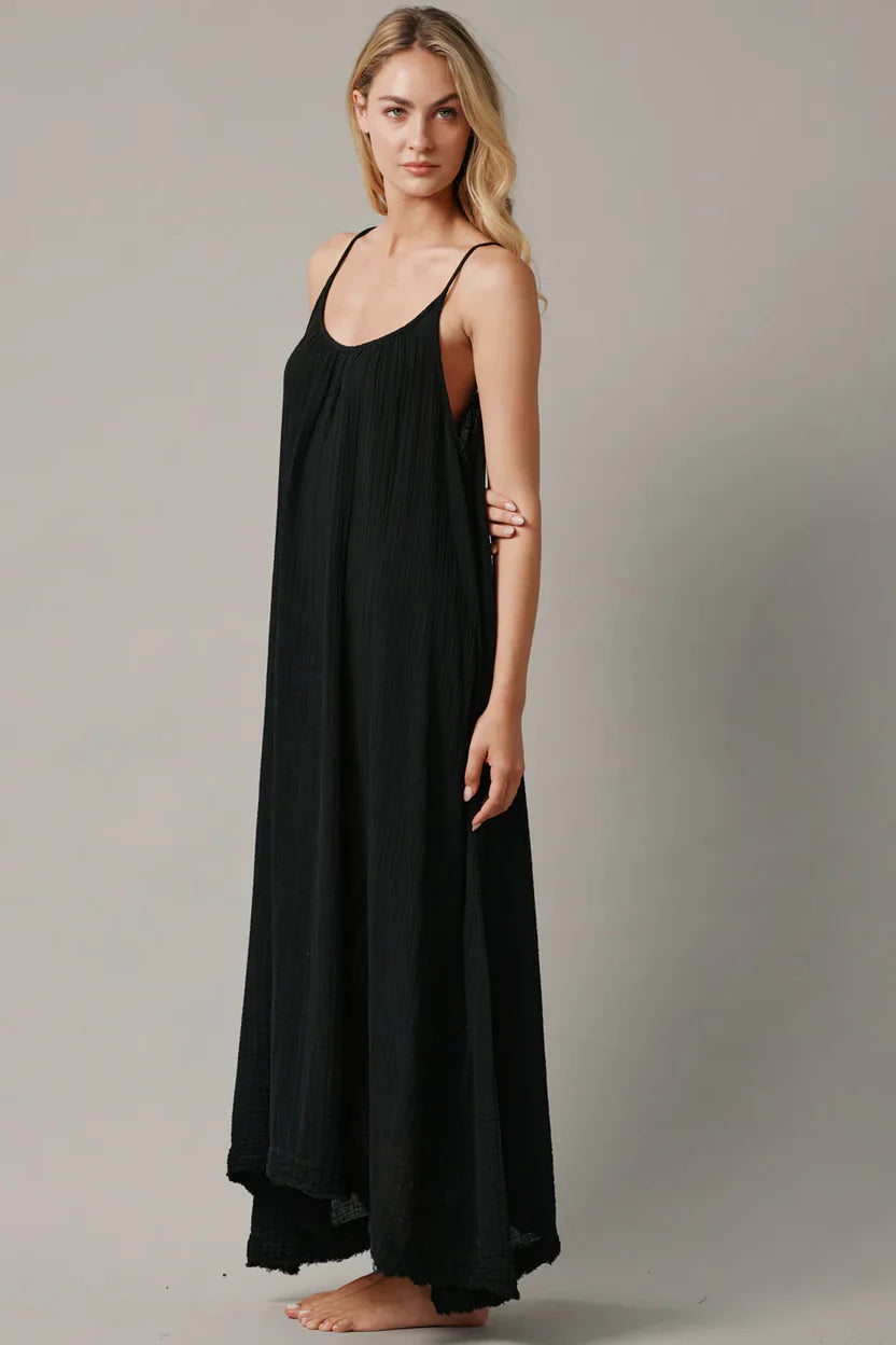 STUNNING BACKLESS MAXI DRESS - BLACK
